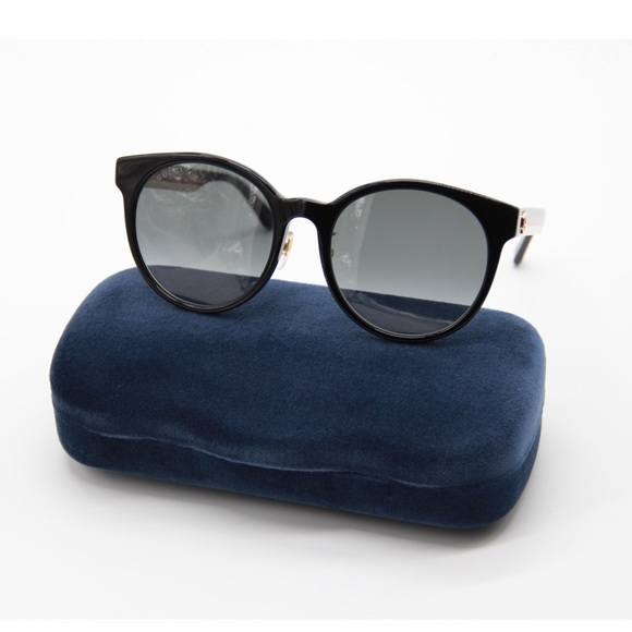 NEW GUCCI GG0416SK 001 BLACK ROUND SUNGLASSES GUCCI - Picture 3 of 13